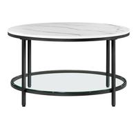 VASAGLE Table Basse, Table de Salon, Façon Marbre, Support en Verre Trempé, Facile à Assembler, Blanc Marbré et Noir d'encre