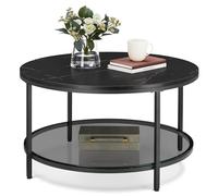 VASAGLE Table Basse, Table de Salon, Façon Marbre, Support en Verre Trempé, Facile à Assembler, Style Moderne, Noir Marbré et Noir d'encre LCT071B58