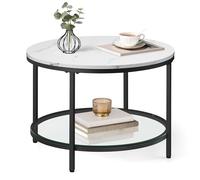 VASAGLE Table Basse, Table de Salon, Façon Marbre, Support en Verre Trempé, Facile à Assembler, Style Moderne, Blanc Marbré et Noir d'encre LCT072W13
