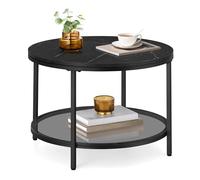 VASAGLE Table Basse, Table de Salon, Façon Marbre, Support en Verre Trempé, Facile à Assembler, Style Moderne, Noir Marbré et Noir d'encre LCT072B58