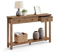 VASAGLE Table Console avec 3 Tiroirs et Étagère, 120 x 24 x 76 cm | Table d'Entrée, pour Entrée, Salon, Style Campagnard, Marron miel et Noir mat, Collection LIRY LNT142K41