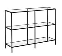 VASAGLE Table Console d’Entrée, Étagère à 3 Niveaux en Verre Trempé, 30 x 100 x 73 cm, Cadre en Métal, Style Moderne, pour Couloir, Salon, Chambre, Noir Classique et Transparent LGT027B01