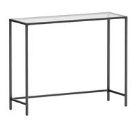 VASAGLE Table Console, Table d’Entrée, Bout de Canapé, en Verre Trempé, Montage Facile, Pieds Réglables, pour Salon, Entrée, Couloir, Noir d'encre, Transparente LGT026B01