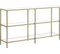 VASAGLE table console, table de hall, 3 niveaux, table d'appoint, étagères en verre trempé, 130 x 30 x 73,3 cm, structure métallique, moderne,
