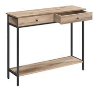 VASAGLE Table Console, Table d'Entrée, Bout de Canapé, avec 2 Tiroirs, Cadre en Acier, pour Entrée, Chambre, Salon, Style Industriel, Marron Camel et Noir d'encre LNT015W01