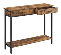 VASAGLE Table Console, Table d'Entrée, Bout de Canapé, avec 2 Tiroirs, Cadre en Acier, pour Entrée, Chambre, Salon, Style Industriel, Marron Rustique et Noir d'encre LNT015B01