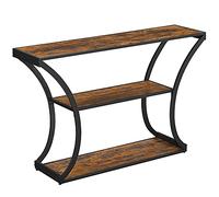 VASAGLE Table Console, Table d'entrée, Pieds courbés, Dessus de Table allongé, pour Salon, Couloir, Chambre, Style Industriel, Marron Rustique et Noir LNT089B01