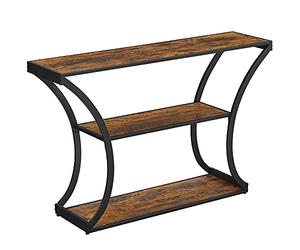 VASAGLE Table Console, Table d'entrée, Pieds courbés, Dessus de Table allongé, pour Salon, Couloir, Chambre, Style Industriel, Marron Rustique et Noir LNT089B01