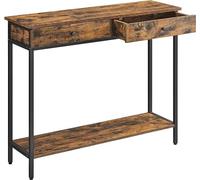 VASAGLE Table console, table d'entrée, table basse avec 2 tiroirs, structure en acier, stable, pour entrée, chambre à coucher, salon, style industriel,