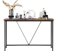VASAGLE Table console, table d'entrée, table d'appoint, entrée, salon, structure stable en acier, design industriel, vintage marron-noir LNT020B01