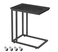VASAGLE Table d’Appoint, Bout de Canapé, Table Mobile, avec Cadre en Acier et roulettes, Montage Facile, Style Moderne, pour Salon, Chambre, Balcon, Noir Boisé LNT050B56