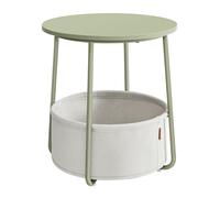 VASAGLE Table d’appoint ronde avec panier en tissu, design moderne, vert et blanc