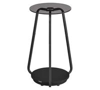 VASAGLE Table d’appoint ronde, table d’oreiller et table de canapé 2 niveaux avec plateau en verre et étagère en MDF, pour salon, chambre et petites pièces, gris ardoise moderne