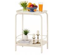 VASAGLE Table d'appoint à 2 niveaux, Table de chevet, Table de salon, Petite table basse avec étagère, Design moderne,