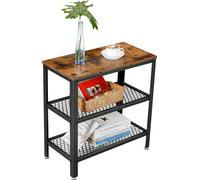 VASAGLE Table d'appoint, avec 2 étagères grillagées, table basse, couloir, étroite, stable, peu encombrante, montage facile, design industriel, vintage, marron foncé LET33BX