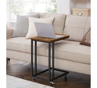 VASAGLE table d'appoint, avec roulettes, forme C, table basse mobile, brun vintage