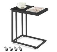 VASAGLE Table d'Appoint, Bout de Canapé, Table de Chevet en C | Plateau de Télévision, pour Salon, Chambre, Style Industriel, Noir Boisé et Noir Mat, Collection BARNET LNT050B56