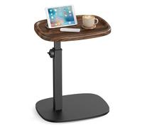 VASAGLE Table d'Appoint, en Forme de C, Bout de Canapé, pour Petit Espace, Réglable en Hauteur, pour Salon, Chambre, 30 x 40 x 69 cm, Marron Noisette et Noir d'encre LET363M101