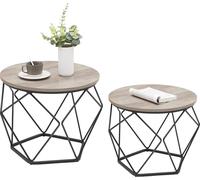 VASAGLE Table d'appoint, lot de 2, table basse, table de salon avec fonction corbeille, table gigogne, géométrique, structure acier, pour salon, chambre, gris