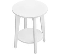 VASAGLE Table d'appoint, petite table ronde pour le salon, table de chevet pour les petites pièces avec étagère inférieure, style moderne, blanc