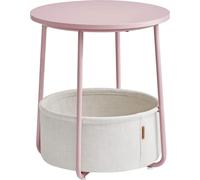 VASAGLE Table d'appoint ronde Petite table Table basse Petite table de salon avec panier en tissu Rangement pour salon Chambre à coucher Table de nuit Moderne