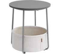 VASAGLE Table d'appoint ronde, Petite table, Table basse petite, Table de salon avec panier en tissu, Tablette pour salon, chambre à coucher, Table de nuit Moderne