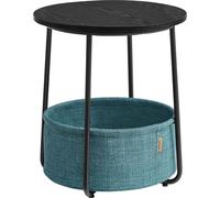 VASAGLE Table d'appoint ronde, Petite table, Table basse petite, Table de salon avec panier en tissu, Tablette pour salon, chambre à coucher, Table de nuit Moderne