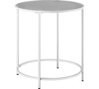 VASAGLE Table d'appoint ronde, plateau en verre trempé, structure métallique, bout de canapé, table console, table de chevet, pour salon, balcon