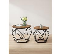 VASAGLE table d'appoint, set de 2, plateau amovible, brun vintage-noir