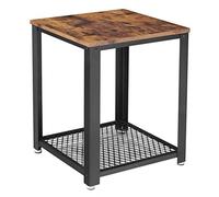 VASAGLE Table d'Appoint, Table de Chevet 2 Niveaux, avec Étagère Grillagée, Bout de Canapé, Cadre en Métal, Pieds Réglables, pour Salon, Chambre, Style Industriel, Marron Rustique et Noir LET41X
