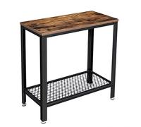 VASAGLE Table d'appoint, Table de Chevet, Bout de canapé, avec étagère grillagée, pour Salon, Chambre, Style Industriel, Marron Rustique et Noir LET31BX