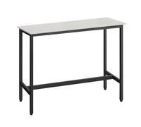 VASAGLE Table de Bar, avec Cadre en Métal, 40 x 120 x 90 cm | Table Haute Fine, Montage Facile, Style moderne, Blanc Rustique et Noir Mat, Collection BARNET LBT120B73