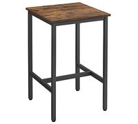 VASAGLE Table de Bar Carrée, Cadre en Acier, 60 x 60 x 92 cm | Table de Bar, Montage Facile, pour Cuisine, Salon, Style Moderne, Marron rustique et Noir mat, Collection BARNET LBT25X