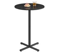 VASAGLE Table de Bar Haute, Cadre en Métal, 60 x 60 x 104,5 cm, pour Salle à Manger, Bistrot, Montage Facile, Base en Croix, pour 2-3 Personnes, Style Moderne, Noir Boisé LBT361B01