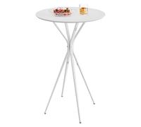 VASAGLE Table de Bar Ronde 60 x 60 x 105 cm, Structure en métal, Cuisine, Bar à Domicile, Salon, Style Moderne, Blanc Nuage et Blanc Mat LBT024W01