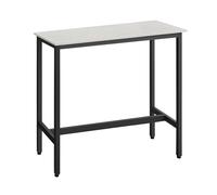 VASAGLE Table de Bar, Table Haute Fine, Cadre en Métal, 100 x 40 x 90 cm | Table de Salle à Manger, Montage Facile, Style Industriel, Blanc Rustique et Noir Mat, Collection BARNET LBT010B73