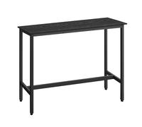 VASAGLE Table de Bar, Table Haute Fine, Table de Cuisine, Table de Salle à Manger, avec Cadre en Métal, 40 x 120 x 90 cm, Montage Facile, Style Industriel, Noir Boisé et Noir d'encre LBT120B56