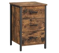 VASAGLE Table de Chevet 3 tiroirs, Table d’appoint, Chambre, Salon, 40 x 40 x 60 cm, Style Industriel, Marron Rustique et Noir LET509B01