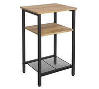 VASAGLE, Table de Chevet à 3 étages, Structure résistante en Acier, Salon, Chambre à Coucher, Assemblage Simple, Marron Miel et Noir, allié, 34 x 29 x 58 cm