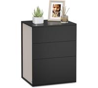 VASAGLE Table de chevet à 3 tiroirs, table d’appoint latérale, montage ultra rapide sans outils, design moderne minimaliste, pour chambre et salon, Noir Encre/Beige Cappuccino
