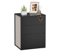 VASAGLE Table de Chevet, Assemblage Ultra-Rapide sans Outils Toolless, Table d’Appoint avec 3 Tiroirs, Moderne, Chambre, Salon, Noir d'encre et Beige Cappuccino LET778B01