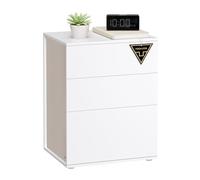 VASAGLE Table de Chevet, Assemblage sans Outils, Table d’Appoint, Tiroirs, Moderne, Chambre, Salon, 35 x 45 x 58,7 cm, Blanc Mat et Beige Cappuccino LET778W01