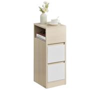 VASAGLE Table de Chevet, avec 2 Tiroirs et Compartiment Ouvert | Table de Nuit, Design Étroit, Chambre, Salon, Noir boisé, Collection KAILYN LET656N01