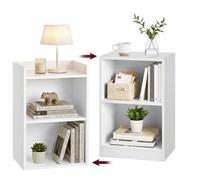 VASAGLE Custos Collection - Table de Chevet avec Compartiments Ouverts, Table d’Appoint avec Étagère Réglable, Double Usage, Montage Simple, pour Chambre, Salon, Blanc Nuage LET666WB01
