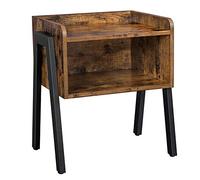 VASAGLE Table de Chevet, Empilable, avec Compartiment de Rangement Ouvert | Petite Table d’Appoint, Table de Nuit, Bout de Canapé, Style Industriel, Marron Rustique et Noir, Collection BARNET LET54X