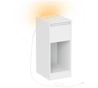 Vasagle Table De Chevet Étroite, Table D'appoint, Avec Éclairage Led, 1 Port Usb-A, 1 Port Usb-C, Tiroir Et Compartiment Ouvert, Pour Chambre, Salon, Blanc Nuage