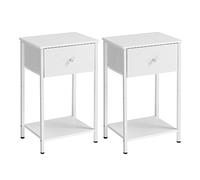 VASAGLE Table de Chevet, Lot de 2, Table d’Appoint avec Tiroir en Tissu, Petite Table Basse de 61 cm de Hauteur avec Étagère de Rangement, pour Salon, Chambre, Blanc LGS221W14