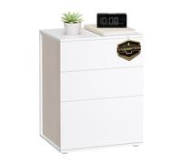 VASAGLE Table de Chevet, Assemblage sans Outils, Table d’Appoint, Tiroirs, Moderne, Chambre, Salon, 35 x 45 x 58,7 cm, Blanc Mat et Beige Cappuccino LET778W01
