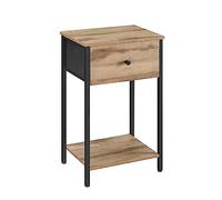 VASAGLE Table de Chevet, Table d’Appoint avec Tiroir en Tissu, Petite Table Basse de 61 cm de Hauteur avec Étagère de Rangement, pour Salon, Chambre, Marron Boisé LGS021B50