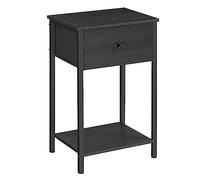 VASAGLE Table de Chevet, Table d’Appoint avec Tiroir en Tissu, Petite Table Basse de 61 cm de Hauteur avec Étagère de Rangement, pour Salon, Chambre, Noir LGS021B21